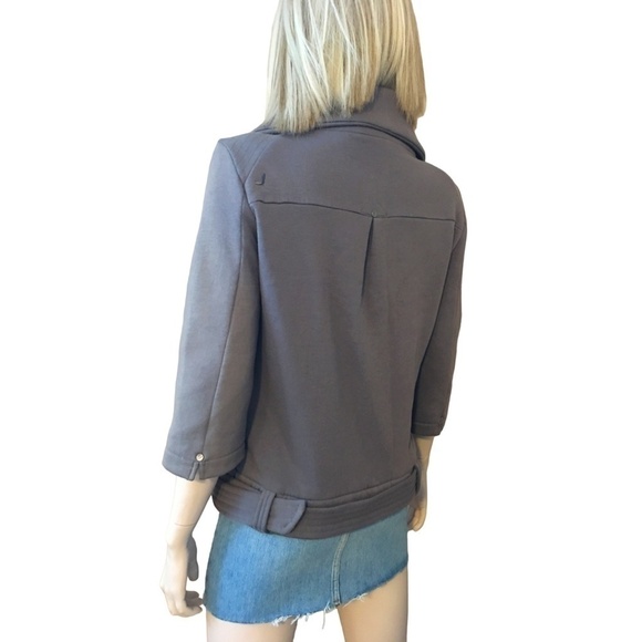 ARITZIA Community Asymmetrical Button Down Buckled Moto Bomber Jacket Mauve - Picture 7 of 16